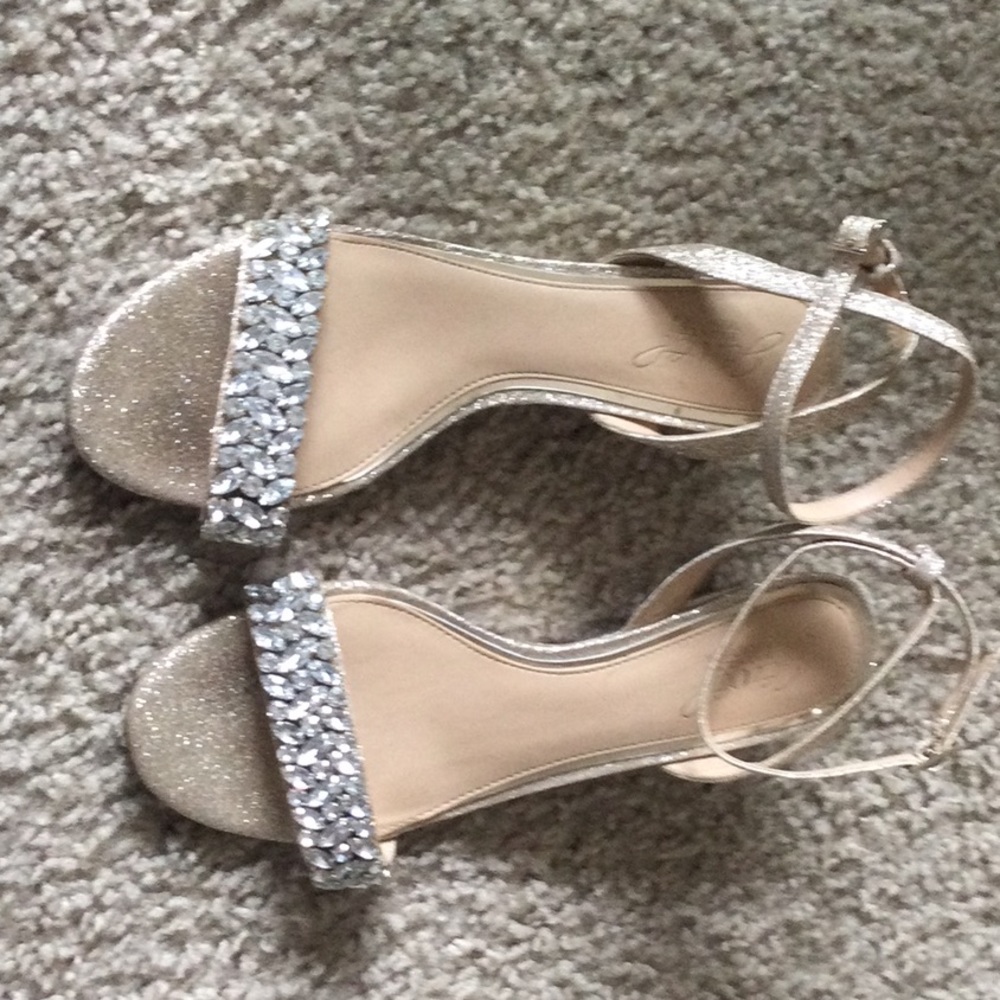 Gold wedge heels